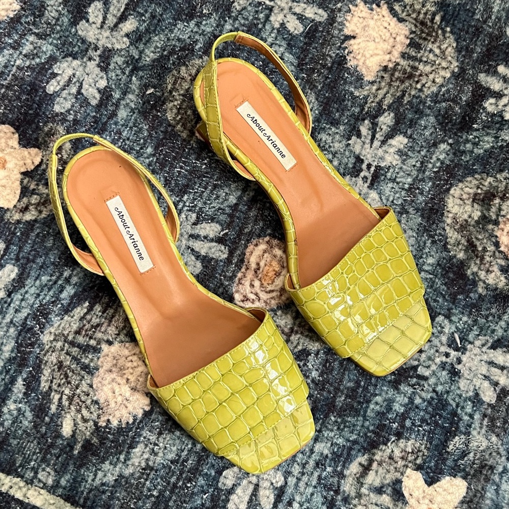 About Arianne Green Slingback Block Kitten Heel “Joan” Sandals - Size 39